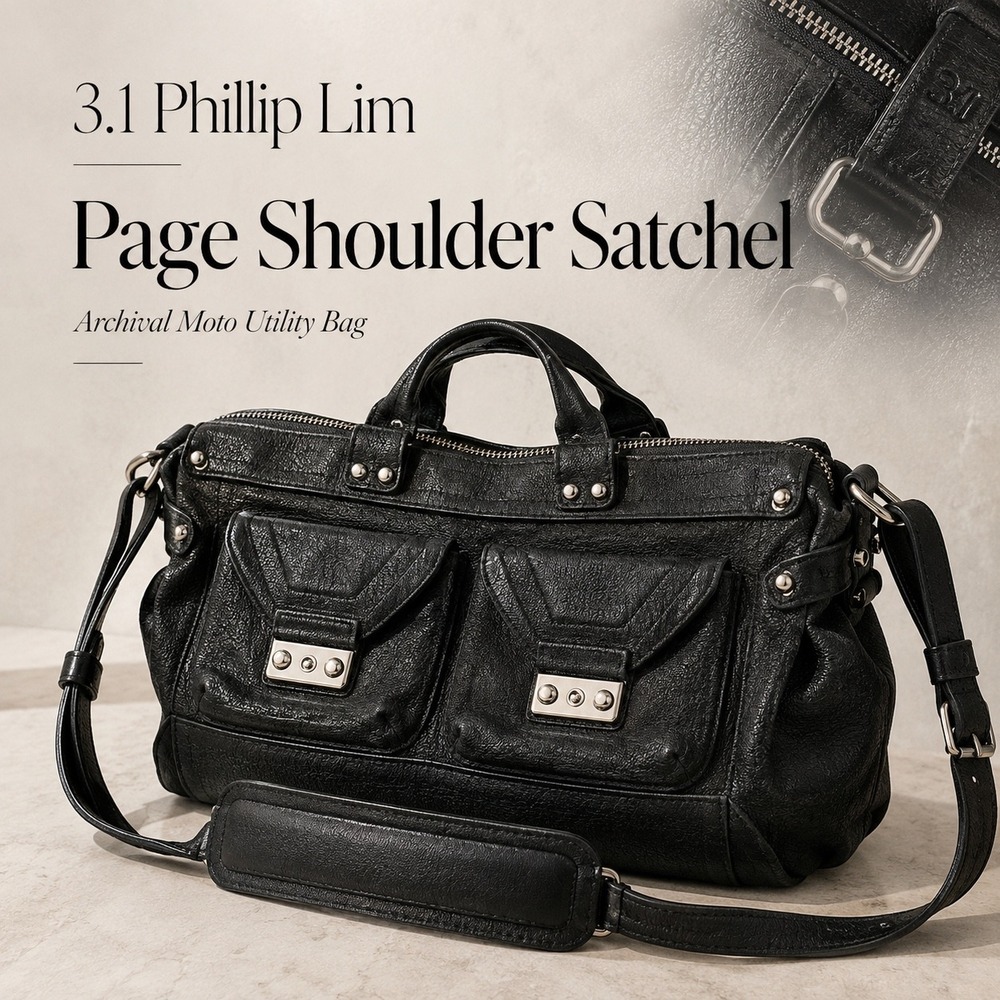 3.1 Phillip Lim Page Shoulder Satchel Black Leather Archival Moto Bag